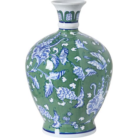 Jarrón para flores florero accesorio decorativo de porcelana verde Valladolid
