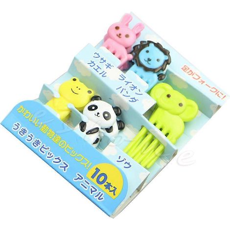 10 Stück Mini Kawaii Tierbauernhof Cartoon Gabel Obst Zahnstocher Schild Bento Lunch