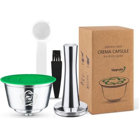 Filtre réutilisable en acier inoxydable rechargeable pour Dolce Gusto avec cuillère à café (1/5)