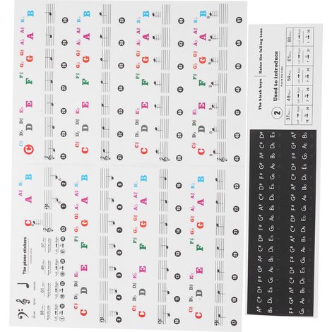 Transparente Etiketten für die Tasten von E-Pianos, farbige Notenaufkleber für Universal-Keyboards (1/5)