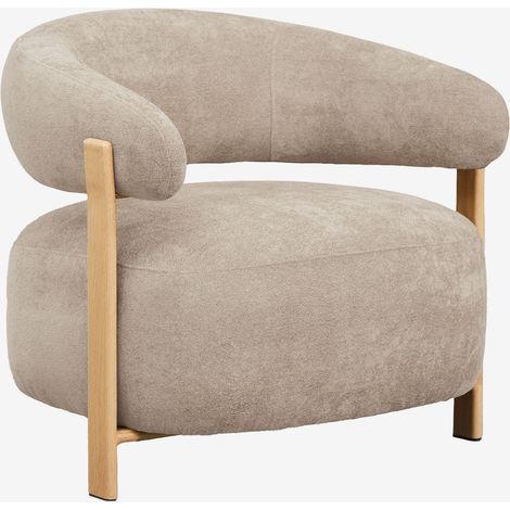Fauteuil en tissu chenille et fer Jolie SKLUM Marron Bois Naturel