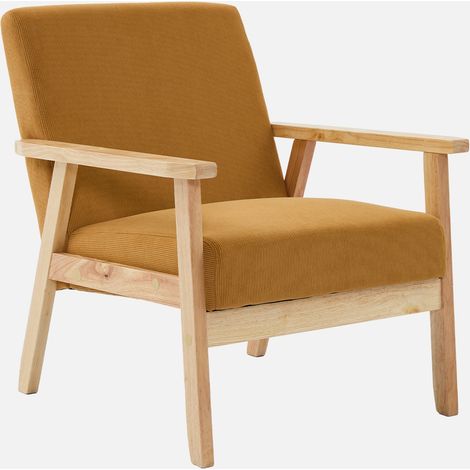 Poltrona scandinava in legno e velluto a coste