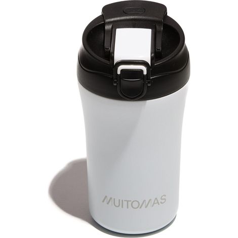 Tasse thermique avec couvercle, tasse thermique pour boissons chaudes et froides en acier, pratique et portable, capacité 350 ml, couleur blanche (1/4)