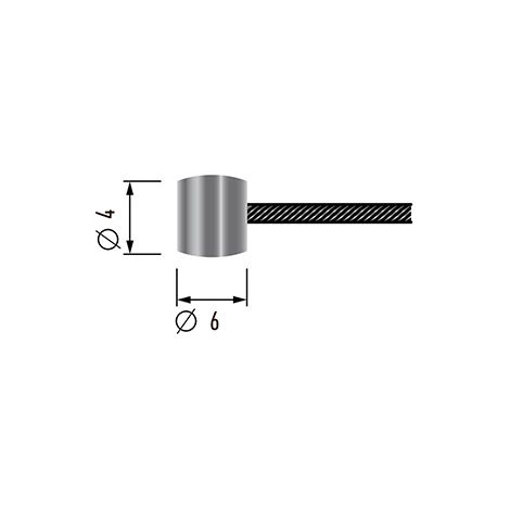 Cavo flessibile con terminazione a botte (ø 6mm x L 3,5mm) - Lunghezza totale: 2200mm ø: esterno 1,2mm.