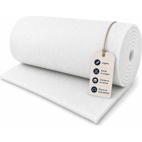 Ouate rembourrée 160 cm x 250 g/m² - Microfibre polyester 100% pour tapisserie, vêtements, coussins et couettes (Blanc, 200 cm x 160 cm) (1/5)