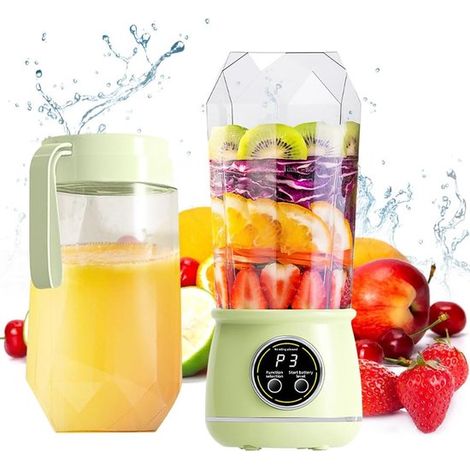 Blender portable 590 ml (20 oz), petit blender pour smoothies, extracteur de jus personnel avec 10 lames tranchantes, mini shaker avec couvercle de voyage supplémentaire (1/5)