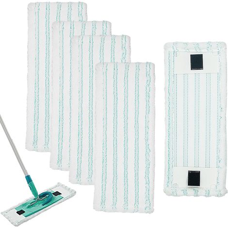 Housses de Rechange pour Balai - Lot de 5 - Microfibre Absorbante - Nettoyage Sans Traces - Sols Durs et Parquets - 38x15 cm Bleu (1/5)