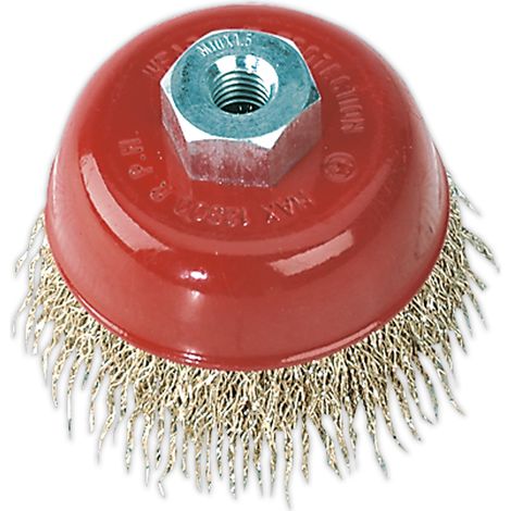 Sealey 75mm Brassed Steel Crimped Wire Cup Brush M10 x 1.5mm CBC75