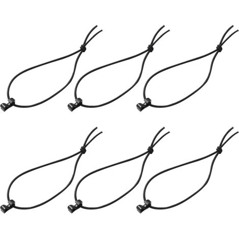 Cordon de fixation multi-usage Clip de sangle élastique 15Pcs en nylon noir, ajustement de tension, pour attacher câbles, cordes et fils, camping (1/5)