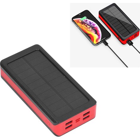 Batterie externe solaire 32 LED, grande capacité de 30 000 mAh, 4 ports USB pour une charge rapide, trois modes d'éclairage, résistante à la poussière, idéale pour le camping, la randonnée, l'aventure (1/5)