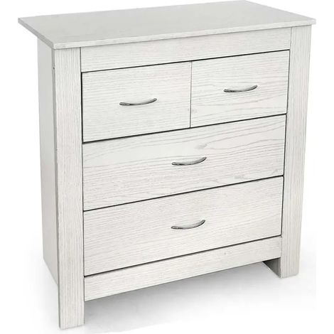 Cómoda blanca efecto madera 79x38x81 cm con 5 cassetti