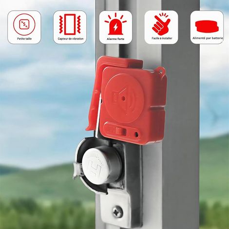 2 set di allarme per maniglia della porta, dimensioni ridotte 120 DB, sirena di allarme antifurto per casa, appartamento e viaggio (Rosso) (1/5)