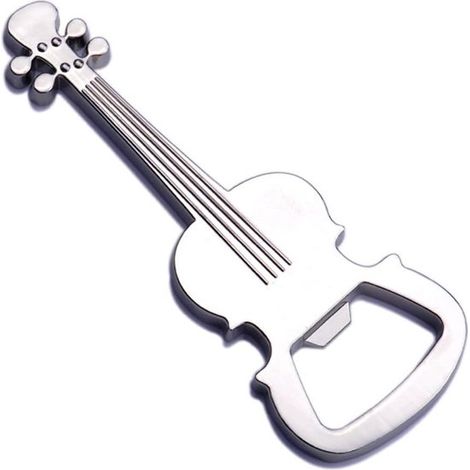 Gitarrenförmiger Flaschenöffner aus Edelstahl.