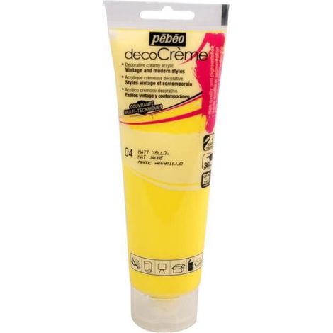 Peinture Acrylique - DecoCrème - Jaune - 120ml - Finition Mat (1/2)