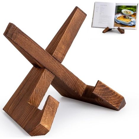 Holzregal – Kochbuchständer – Rezeptbuchhalter aus Holz – Küchenregal für die Arbeitsplatte – Multifunktionales Display – Dekoration für die Arbeitsplatte – Braun (1/5)