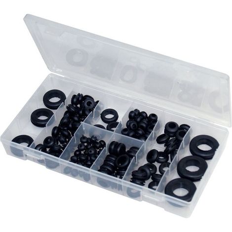 Rubber grommet with eyelet and threading kit 180 pieces per box set for electrical installations cable management and DIY projects (1/5)