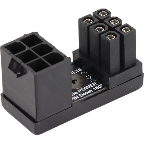 Adaptador angular de 180 grados para conectores PCIe de 6 pines, configuración hembra a macho, adecuado para tarjetas gráficas de escritorio, optimizado para una fuente de alimentación estable. (1/4)