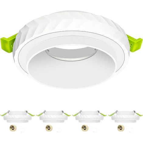 Lot de 4 Spot Encastrable GU10 2-en-1, Cadre de Spot Encastrable Aluminium Blanc avec Douille GU10, Design Anti-éblouissement Effet Cratère, Trou de Perçage Ø65–85mm, pour Salon Salle de Bain (1/5)
