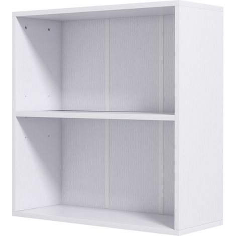 Bibliothèque étagère de rangement avec 2 compartiments et étagère réglable, 60 x 24 x 63 cm, blanc (1/5)