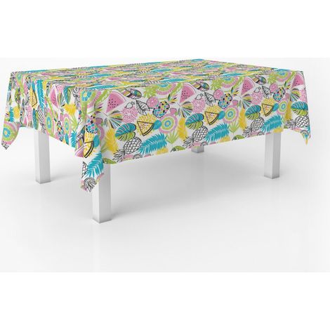 Nappe Toile cirée Anti-Taches Lavable carrée 140x140 Juicy Bleu (1/5)