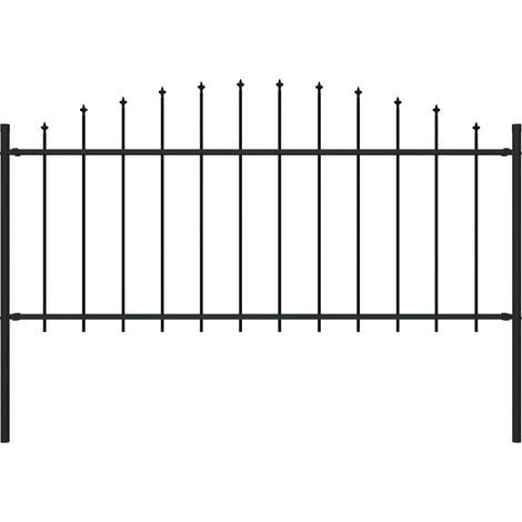 Clôture de jardin à dessus en lance Acier (0,5-0,75)x1,7 m Noir (1/3)