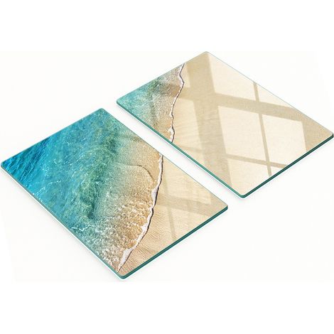 Taglieri da cucina in vetro con grafica a onde marine, 2x40x52 cm (1/5)