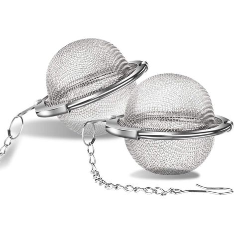 Passoire à thé en forme d'œuf - Filtre à thé en maille d'acier inoxydable de qualité alimentaire, avec une maille ultra-fine, la passoire à thé convient aux tasses, mugs et théières standard (lot de 2