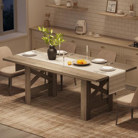 IDEALHOUSE Table À Manger 180cm Gris Rétro (1/5)