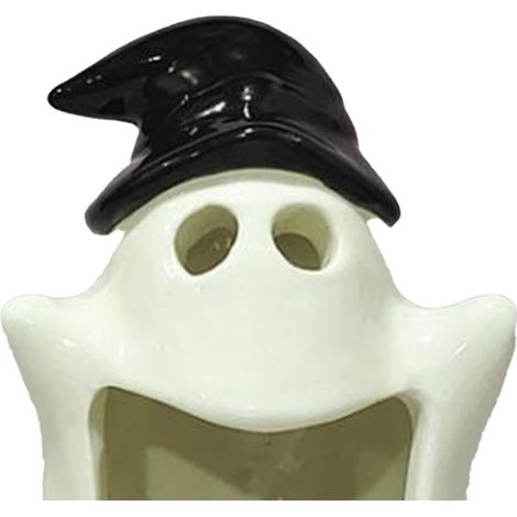 Bougeoir décoratif fantôme mignon pour Halloween, petit récipient en porcelaine blanche haute température pour bougie parfumée. (1/5)