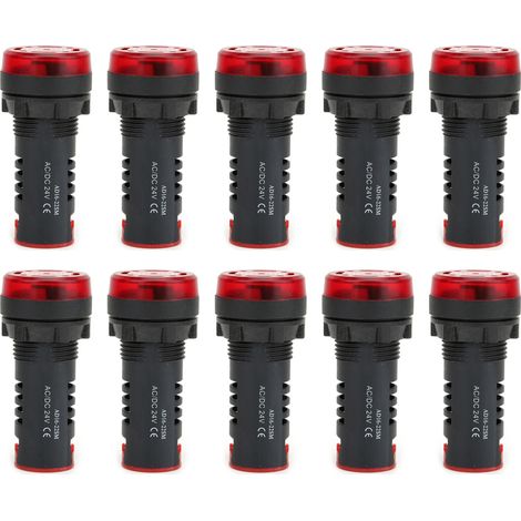 Buzzer LED BERM AD16-22SM, 10 pièces, Flash rouge, indicateur d'alarme, lampe Ac DC24V