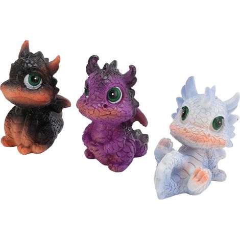 Cartoon Baby Dragon Figurine, Resin Ornament with Large Green Eyes and Charming Poses for Home, Office and Garden (1/5)