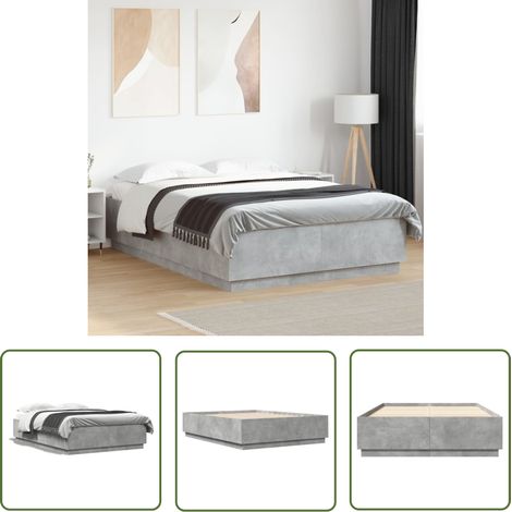 The Living Store Bettgestell Betongrau 150x200 cm Holzwerkstoff - Beton Grau - Bettgestell - Holzwerkstoff - Lattenrost - Sperrholz (1/5)