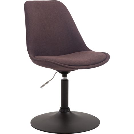 Silla de comedor x1 giratoria regulable en altura en tela marrón y pie trompeta de metal negro 100003768 (1/5)