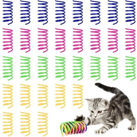 32 Pièces Jouet à Spirale pour Chat, Jouet à Ressort Pliable en Plastique, Jouet Coloré à Ressorts pour Chats, pour Animaux de Compagnie (Coloré) (1/5)