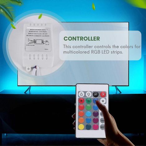 RGB-LED-Controller mit IR-Fernbedienung, 24 Tasten, weiß, 12 V (1/4)