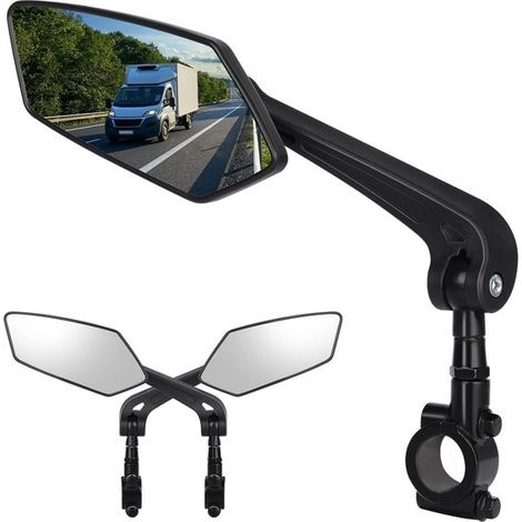 Rétroviseur gauche pour vélo et vélo électrique, miroir en verre incassable avec articulation à rotule 360°, pliable, pour guidon de 22 à 25 mm, noir (1/5)