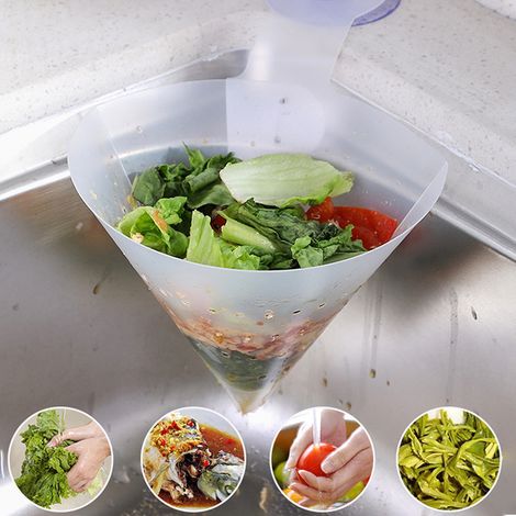 Lot de 5 filtres de cuisine pliables, filtre anti-obstruction