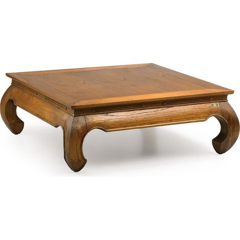 Les Tendances – Table basse carrée en bois massif de mindi 100cm – Fabrication artisanale Espagne – Garantie 5 ans – Usage intérieur (1/5)