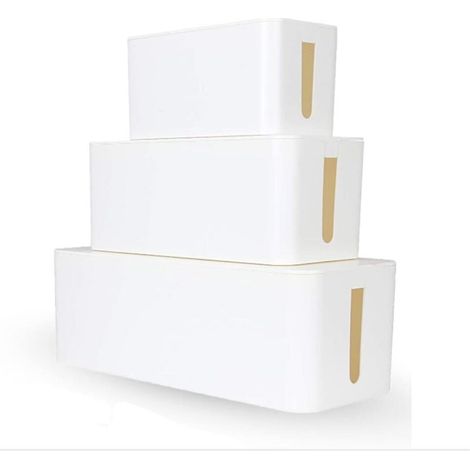 ASelected Lot de 3 Boîtes , Blanc Cache Câbles, Organisateur de câbles, Boîte de Rangement pour Câbles en Plastique Garder Les Câble Electriques, Multiprise Bien Rangés (1/5)