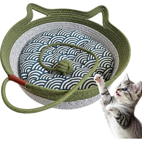 Instinkt Korb Baumwollseil mit Spielball Runder Haustierkorb Rundes Katzenbett für Kratzen, , Spielen, Enrichment, Innenbereich, Zuhause, Schlafzimmer, Balkon (1/5)