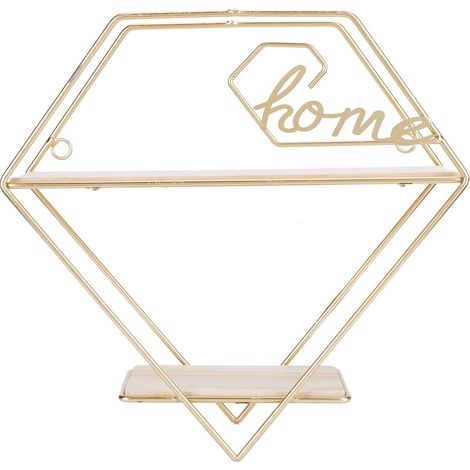 Étagère de Rangement dorée, étagère de décoration géométrique Murale, étagère en Fer forgé, étagère de Rangement pour Cuisine, Salon, Salle de Bain (1/5)