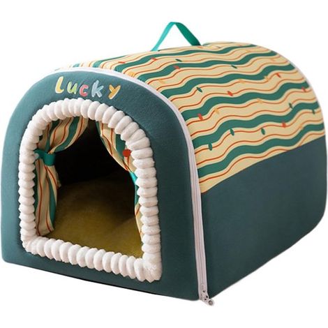 Cesta para dormir para gatos - Nido cama para gatos - Relajación para mascotas - Base impermeable - 35x30x30cm - Verde (1/5)