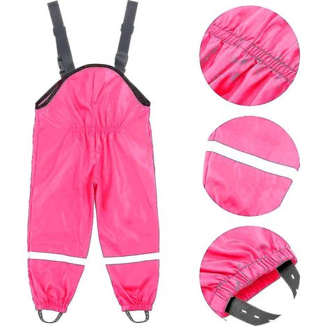 Unisex-Regenoverall für Kinder, wind- und wasserdicht, schlammabweisende Hose – Größe 74 – Rosa