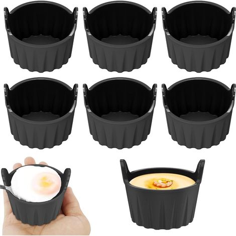 Molde de silicona para freidora de aire (6 piezas), molde tipo ramequín, plato reutilizable para freidora de aire, para pasteles, magdalenas, budines y cupcakes. (1/5)