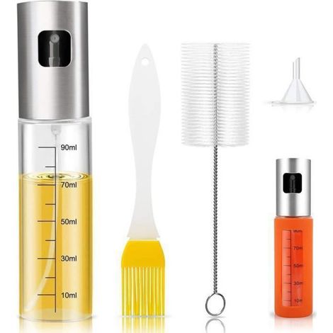 Vaporisateur d'Huile,Pulvérisateur d'huile Olive en verre,Bouteille huile et Vinaigre anti-fuite sans BPA,Spray Huile 100ml avec (1/3)