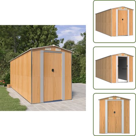 Geräteschuppen Hellbraun 192x523x223 cm Verzinkter Stahl - Geräteschuppen - Gartenhaus - Werkzeuglager - Außenschrank - Stauraum (1/5)