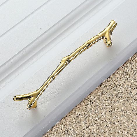 Ensemble de 2 poignées de porte de jardin en bois dendritique doré en forme de T avec entraxe de 96 mm (1/4)