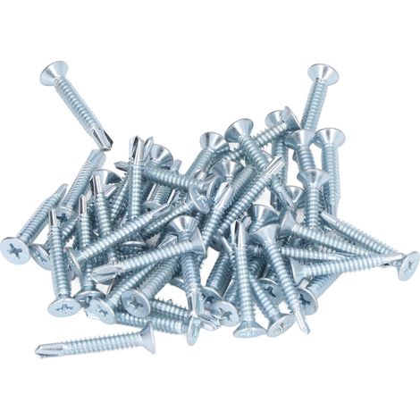 50 selbstbohrende Kohlenstoffstahlschrauben, 4,8 x 32 mm, Flachkopf, für Reparatur- und Montagearbeiten, 50er-Packung