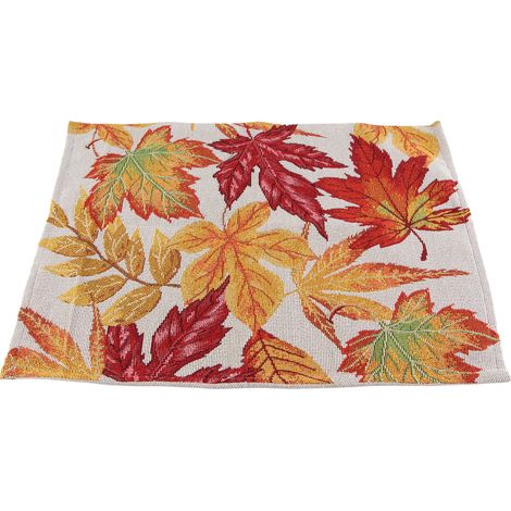 Nappe d'automne décorative pour salle à manger avec feuilles d'érable, idéale pour Thanksgiving et décorations de la saison. (1/5)