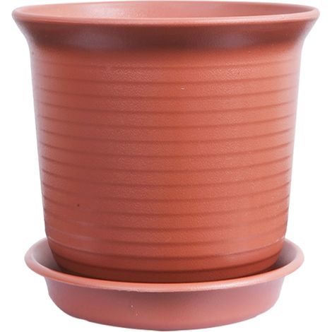 Pot de fleurs haut et bas en résine plastique imitation céramique, pot rond en forme de radis vert épais avec soucoupe (1/5)